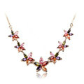 High Quality AAA Zircon Crystal Multicolor Flower 18K Rose Gold Plated Chain Necklace for Women