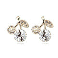 Top Quality White Swarovskii Crystal AAA Zircon Cherry Stud Earring Female Fashion Jewelry