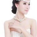 Luxury Multicolor Pearl Crystal Water drop Necklace + Earrings Wedding Bride Bridal Jewelry Sets