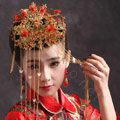 Luxury Bride Chinese style Costume Butterfly Tassel Phoenix Coronet Cheongsam Wedding Bridal Hair Accessories