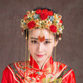 Luxury Vintage Agate Beads Flower Tassel Wedding Headband Bridal Cheongsam Hair Accessories