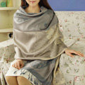 Hot sell Extra large Jacquard Tassels Cape Floral Print Stripes Shawl National Style Warm Long Scarf - Gray
