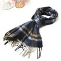 Classic Plaid Long Wool Scarf Man Winter Thicken Business Casual Cashmere Tassels Muffler - Yellow Blue