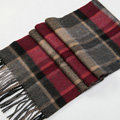 Fashion England Lattice Long Wool Scarf Man Winter Thicken Cashmere Tassels Muffler - Beige+Red