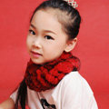 Fashion Kids Knitted Rex Rabbit Fur Scarf Children Winter Thicken Baby Neck Wrap Fur Collar - Red+Black