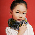 Fashion Kids Knitted Rex Rabbit Fur Scarf Children Winter Thicken Baby Neck Wrap Fur Collar - Yellow+Blue