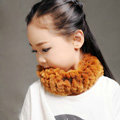 Fashion Kids Knitted Rex Rabbit Fur Scarf Children Winter Thicken Baby Neck Wrap Fur Collar - Yellow