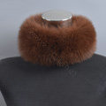 Fashion Short Fox Fur Scarf Women Winter Warm Neck Wrap Muffler Fox Fur Collar - Coffee