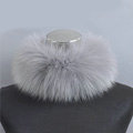 Fashion Short Fox Fur Scarf Women Winter Warm Neck Wrap Muffler Fox Fur Collar - Gray