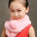 High Quality Kids Knitted Rex Rabbit Fur Scarf Children Winter Thicken Baby Fur Collar - Pink