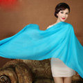 High Quality Solid Color Wool Scarf Shawls Women Winter Long Warm Pashmina Cape - Blue