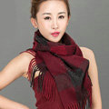 Top Grade Long Lattice Wool Scarf Women Winter Thicken Cashmere Tassels Shawls - Purple+Red