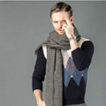 Top Grade Long Solid Color Wool Scarf Man Winter Thicken Cashmere Large Tassels Muffler - Dark Gray
