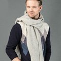 Top Grade Long Solid Color Wool Scarf Man Winter Thicken Cashmere Large Tassels Muffler - Light Gray