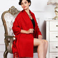 Top Grade Solid Color Long Wool Shawls Cashmere Scarf Women Winter Thicken Tassels Cape - Red