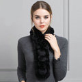 Unique Rex Rabbit Fur Scarf Women Winter Warm Neck Wrap Knitted Fur Collar Muffler - Black