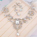 High Quality Fashion Wedding Jewelry Sets Clear Crystal Gemstone Earrings & Bridal Necklace
