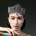 Luxury European Wedding Jewelry Flower Crystal Large Tiaras Bridal Crown Rhinestone Hair Accessories