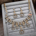 Luxury Rose Gold Wedding Bridal Accessories Flower Water drops Crystal Necklace Earrings Sets