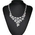 Luxury Wedding Banquet Jewelry Sets Diamond Flower Earrings & Bridal AAA Zircon Statement Necklace