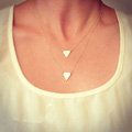 European Fashion Simple Women Double layer Triangle Gold-plated Necklace Clavicle Chain