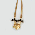 Fashion Retro Women Gold-plated Black Diamond Metal Texture Fox head Short Necklace Clavicle Chain