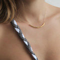 Fashion Simple Women Gold-plated Short Metal U shape Tube Necklace Clavicle Chain