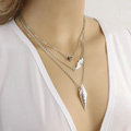 Fashion Women Multi layer Silver Gold-plated Peach Heart Metal Arrow Angel wings Necklace Clavicle Chain