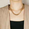 Fashionable Retro Women Golden Gold-plated Metal Whole Fishbone Chain Punk Short Necklace Clavicle