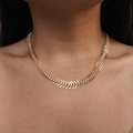 Fashionable Retro Women Silver Gold-plated Metal Whole Fishbone Chain Punk Short Necklace Clavicle