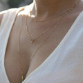Hot Sell Fashion Three Layer Triangle Round Gold-plated Necklace Golden Clavicle Chain For Women