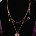 Hot sale Woman 18K Rose Gold Plated Alloy Pendant Three Layers Clavicle Chain Necklace