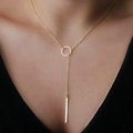 Hot sale Woman Simple Gold Plated Ring Alloy Pendant Clavicle Chain Necklace
