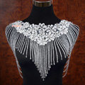 Luxury Wedding Jewelry Crystal Beads By hand Lace Flower Bridal Necklace Tassel Shoulder Accessories