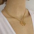 New Fashion Women Lovers Gold-plated Metal Bestfriend Heart Necklace Clavicle Chain Detachable