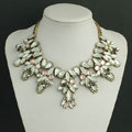 New Women Retro Fashionable Exaggeration Pink Rhinestone Shell Flower Bib Necklace Clavicle Chain