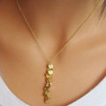 Simple Unique Fashion Women Gold-plated Metal Sequins Tassel Necklace Clavicle Chain