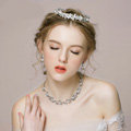 Vintage Wedding Bridal Jewelry Alloy Pearl Rhinestone Crystal Tiaras Necklace Earrings Set