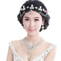 Wedding Jewelry Alloy Flower Rhinestone Crystal Tassel Tiaras Necklace Earrings Set Bridal Party