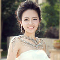 Hot sales Luxury Crystal Bridal Necklace Shawl Rhinestone Tassel Shoulder Chain Wedding Party Jewelry