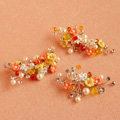 3 piece Retro Frosted Sliver Crystal Pearl Orange Flower Wedding Bridal Hair Barrettes Clip Accessories