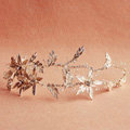 European Retro Bridal Sliver Crystal Flower Pearl Wedding Headband Frosted Hair Vine Accessories