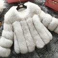 Extre Luxury Genuine Real Whole Fox Fur Coats Fashion Women Short Fur Outerwear - White