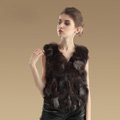 Extreme Luxury Genuine Knitted Silver Fox Fur Vest Women Fashion Fox Fur Waistcoat - Natural Coffee