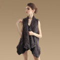 High Quality Gorgeous Natural Rabbit Fur Vests Women Irregular Knitted Rabbit Fur Waistcoat - Dark Grey