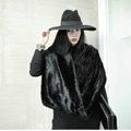 Hot Sales European Fashion Rabbit Fur Large Collar Winter Warm Women's Faux Rabbit Fur Scarf Shawls - Black