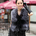 New Delicate Genuine Knitted Natural Silver Fox Fur Vest Women Fashion Fox Fur Waistcoat