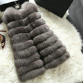 New Luxury Genuine Real Whole Fox Fur Vest Fashion Women Medium-long Fur Gliet - Grey