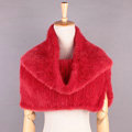 Romantic Winter Women Knitted Genuine Mink Fur Shawl Scarf Thick Fur Collars Wraps - Red