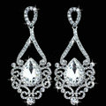 Silver Classic Water Drop Elegant Austrian Crystal Bridal Drop Earrings Wedding Jewelry Big Earrings for Women